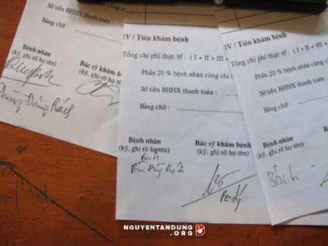 3 chữ ký khác nhau của cùng 1 người đã được 115 Hà Nội sử dụng để ăn cắp thuốc.